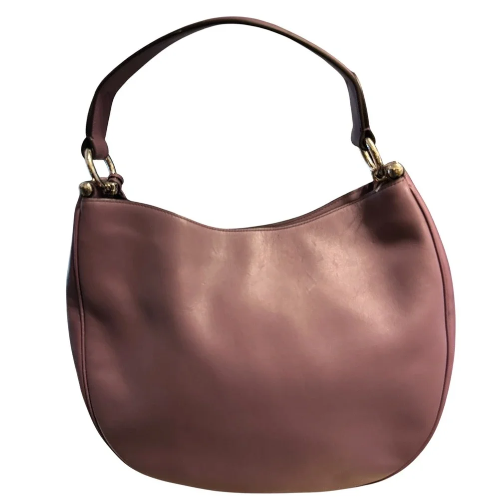 Coach Nomad Hobo Eggplant Glovetanned Leather Gold Hardware Minimalist OS NEW